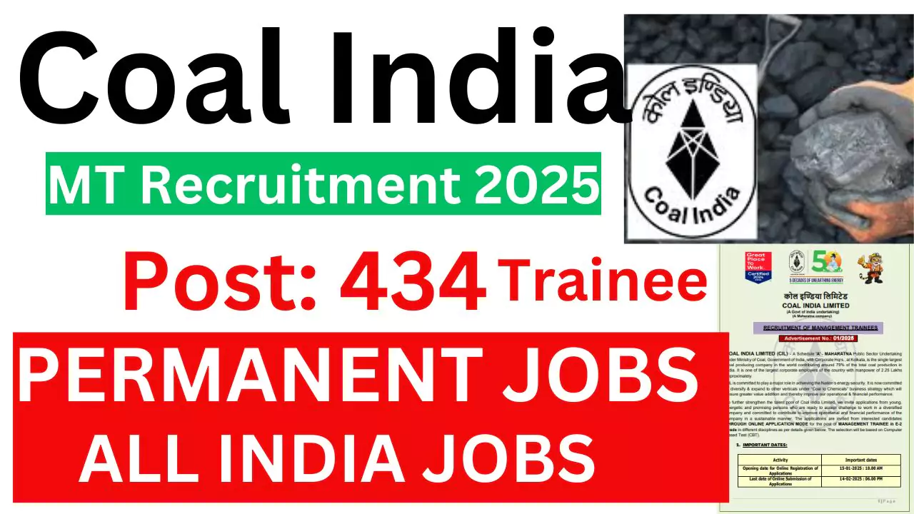 Coal India Limited MT Recruitment 2025: