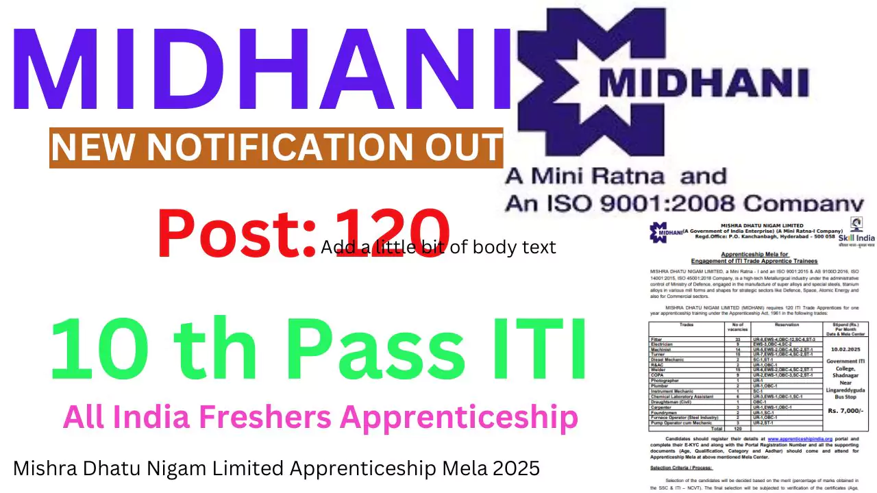 Mishra Dhatu Nigam Limited Apprenticeship Mela 2025